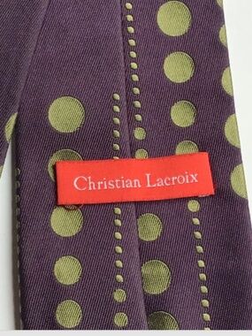 Christian Lacroix aubergine colour & dots Silk tie made in Italy 🇮🇹